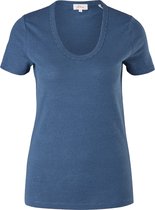 s.Oliver Dames Shirt Korte Mouw - Regular Fit - Lage Hals - Blauw - Maat XXL (44)