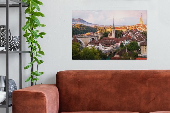 Rayons de soleil sur la ville de Berne 90x60 cm - Tirage photo sur toile (Décoration murale salon / chambre) / Villes européennes Peintures sur toile