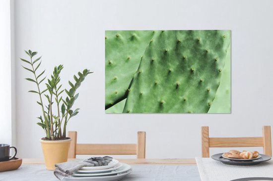 Tableau sur toile Cactus de Barbarie feuille vert menthe - 90x60 cm - Décoration murale