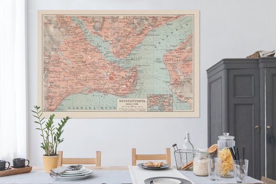 Peintures sur Toile - Vintage - Carte - Couleurs - 150x100 cm - Décoration murale