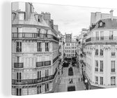 Canvas Schilderij Appartement - Parijs - Frankrijk - Oud - 90x60 cm - Wanddecoratie