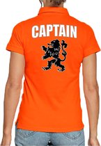 Captain Holland supporter poloshirt - dames - oranje met leeuw - Nederland fan / EK / WK polo shirt / kleding XS