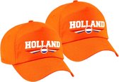 2x stuks nederland / Holland landen pet / baseball cap oranje volwassenen