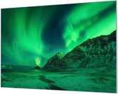 HalloFrame - Schilderij - Aurora Noorderlicht Akoestisch - Zilver - 120 X 80 Cm