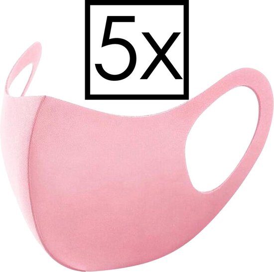 Mondkapje Wasbaar Universeel Mondmasker Wasbaar Niet Medisch Roze - 5x