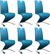 Medina Eetkamerstoelen met zigzag-vorm 6 st kunstleer blauw