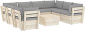 Medina 9-delige Loungeset met kussens pallet vurenhout