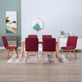 Medina Eetkamerstoelen 6 st stof en massief eikenhout rood