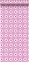 ESTAhome behang ruiten fuchsia roze - 138862 - 0.53 x 10.05 m