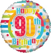 Kaleidoscope Folieballon Happy 90th Birthday 45,5 Cm