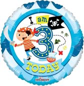 Kaleidoscope Folieballon Happy 3th Birthday Jongens 45,5 Cm Blauw