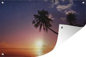 Muurdecoratie Silhouet van palmbomen bij zonsondergang - 180x120 cm - Tuinposter - Tuindoek - Buitenposter