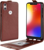 Let op type!! R64 textuur één fold verticale Flip lederen draagtas voor Motorola One (P30 Play)  met kaartsleuven & portemonnee (rood)