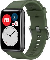 Strap-it Siliconen smartwatch bandje - geschkt voor Huawei Watch Fit / Huawei Watch Fit New - donkergroen