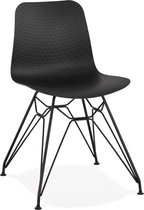 Alterego Design stoel 'GAUDY' zwart industriële stijl met zwart metalen voet