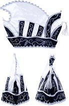 Prins Carnaval steek muts zwart - prinsenmuts raad van elf zilver wit prinsensteek