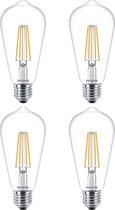 4 stuks Philips LED Rustiek ST64 E27 7W 2700K Helder Niet dimbaar