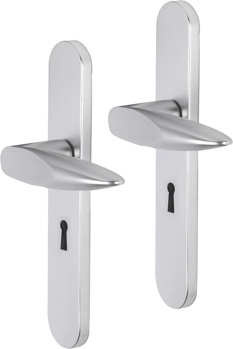 Deurkruk - Impresso Sutton - Voor binnen - Ovaal deurschild met sleutelgat - Aluminium - 2 stuks