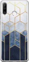 Huawei P30 Lite hoesje - Geometrisch fade art - Siliconen - Soft Case Telefoonhoesje - Print - Blauw