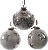 Glas Kerstballen Ster (8cm) Box 3 Stuks Grey