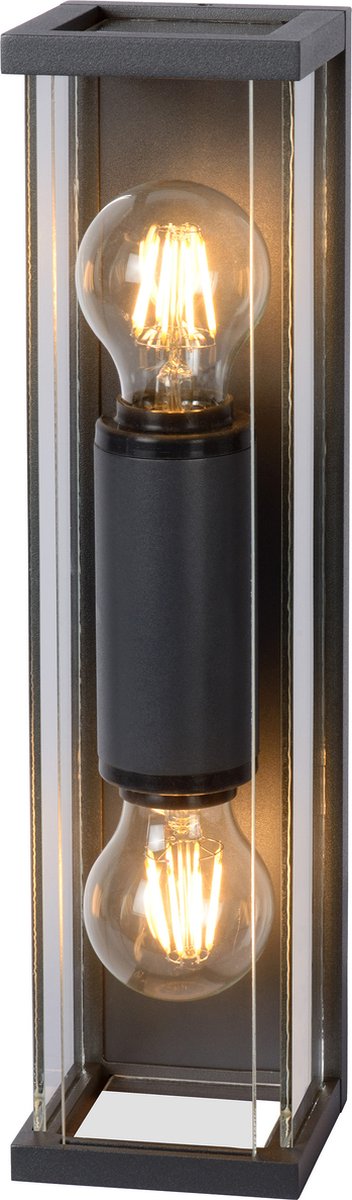 Lucide LINDELO - Applique Murale Intérieur/Extérieur - 1xE27 - IP23 - Noir - SAS Novi Design