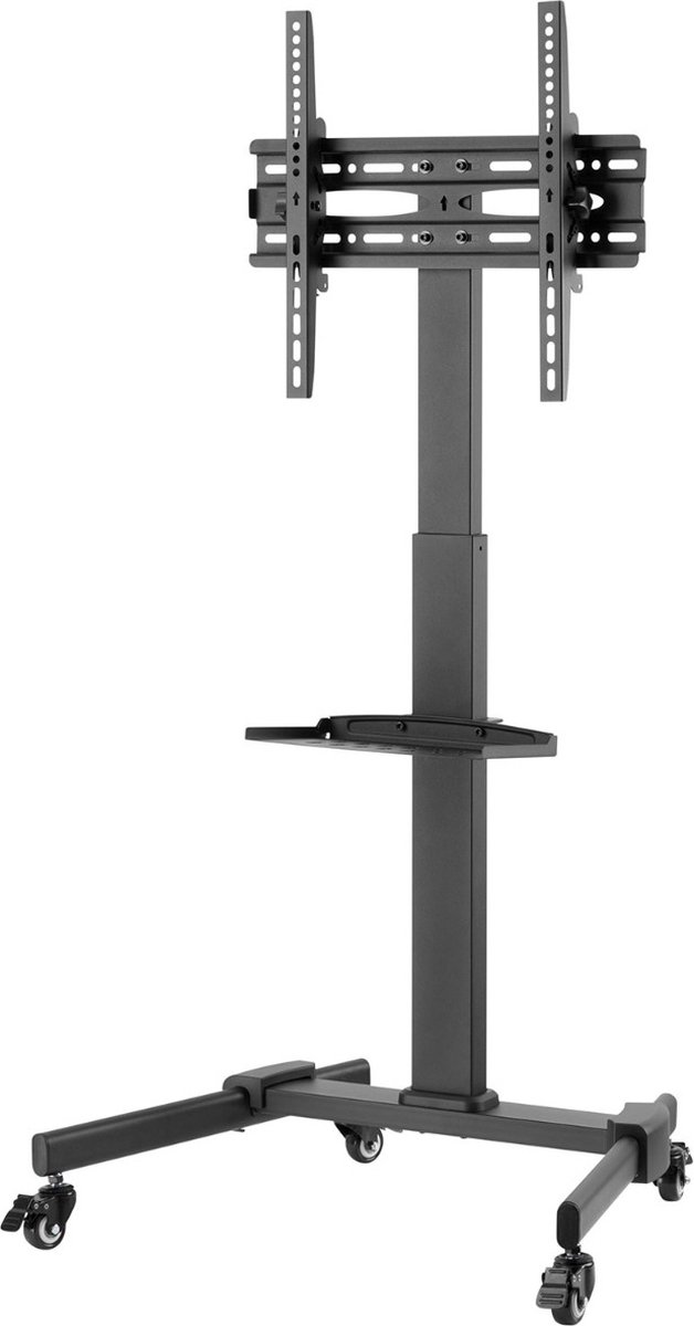 Compacte, in hoogte verstelbare tv-trolley met plank