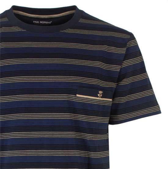 Paul Hopkins Pyjama short pour hommes - Motif rayé - Blauw indigo - Taille 3XL