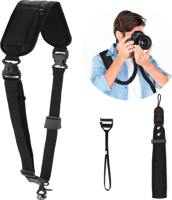 leren camera riem zwart en dalmatier - Studio LL leren camera riem zwart en dalmatier - Studio LL