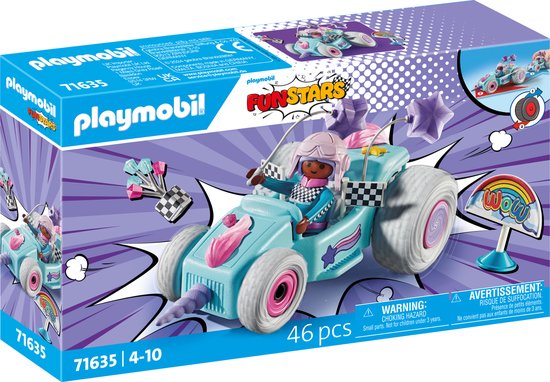 PLAYMOBIL Funstars 71634 Race Pizza – Kart Met Pullback Motor, 37 Delen, Voor Kinderen Vanaf 4 Jaar