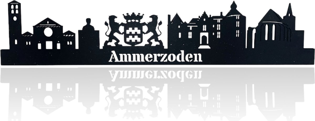 Skyline van Ammerzoden - Zwart-mdf - 60cm - Wanddecoratie van hout