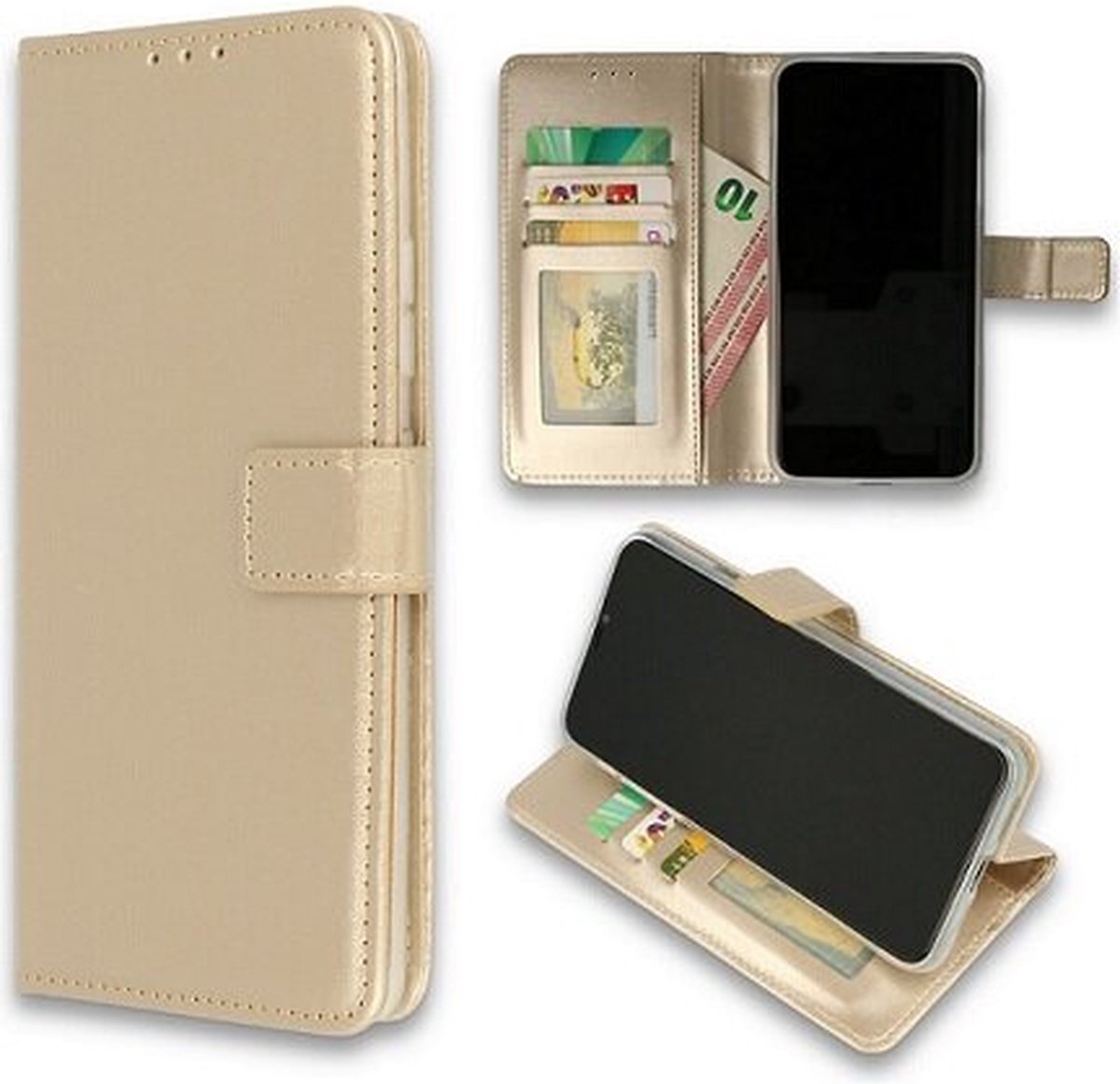 Oppo Reno 10 Hoesje Met Pasjeshouder Bookcase Goud