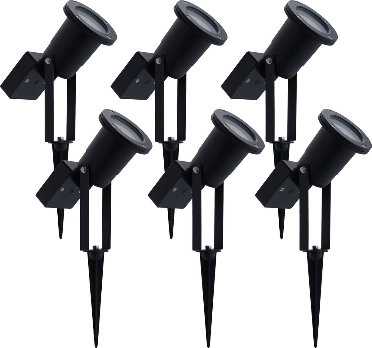Set van 9 LED Prikspot 28cm kabel - 9x 4W - 3000K - IP54 - Zwart
