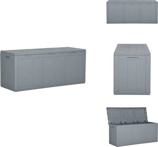 Keketa Tuinbox voor buiten, opbergdoos voor buiten, bank voor buiten, met opbergdoos voor buiten, 320 l, grijs/zwart