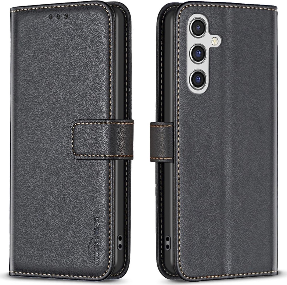 BINFEN Hoesje - Geschikt voor Samsung Galaxy A16 Hoesje - BINFEN Book Case - Zwart