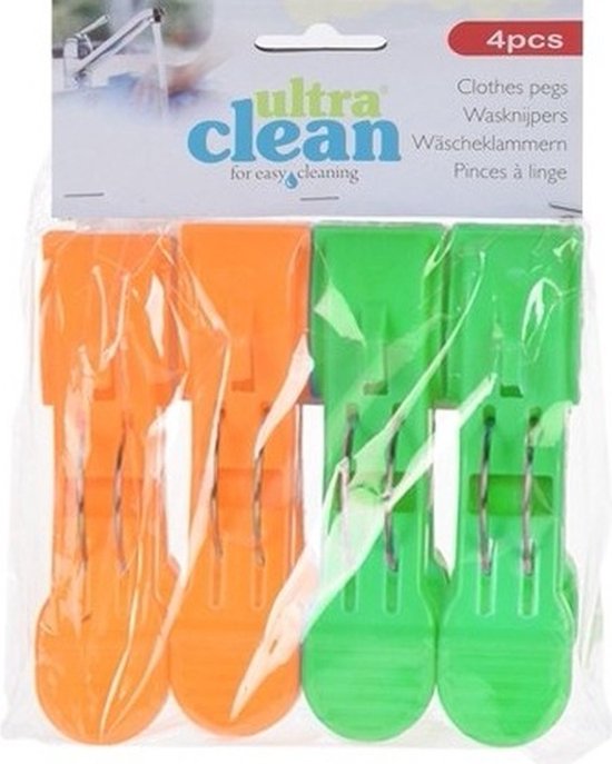 4x pinces à serviette orange et vert 13cm