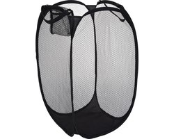 Wasmand flexibel/opvouwbaar - zwart - nylon - 36 x 36 x 58 cm - 64 liter
