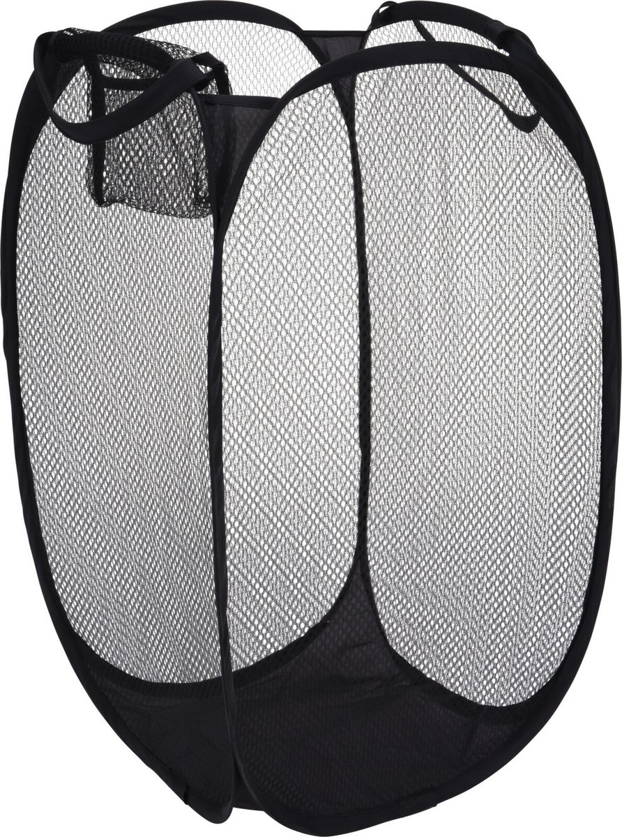 Goedkoopste Wasmand flexibel/opvouwbaar - zwart - nylon - 36 x 36 x 58 cm - 64 liter