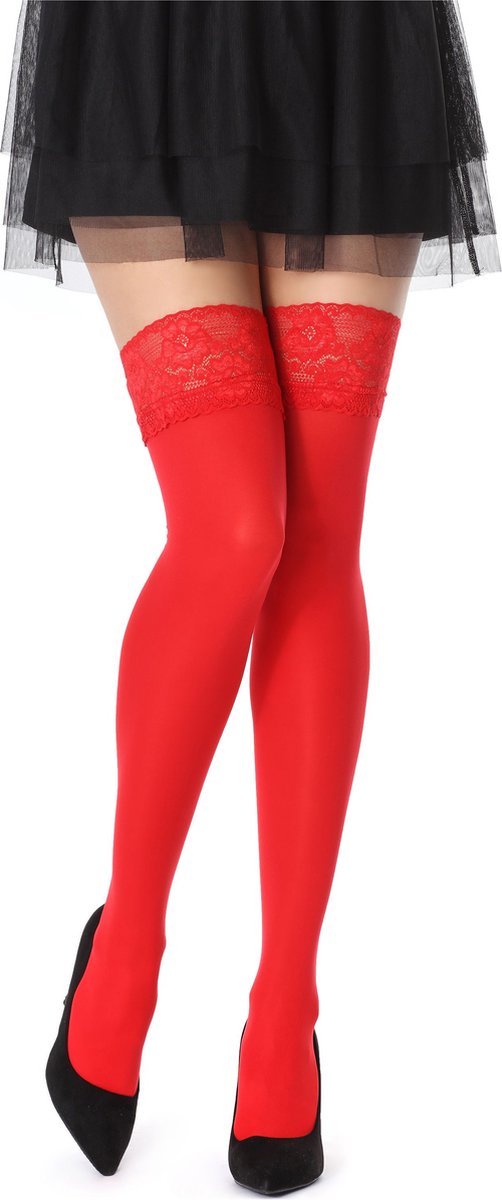 Bellivalini Dames Hold-Up Kousen - 60 Denier - licht glanzend - elastisch - Polyamide - BLV-FI-1005 - Rood