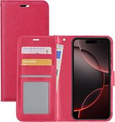 Étui adapté pour iPhone 16 Pro Max Case Book Case Cover Flip Cover Wallet Bookcase - Rose foncé