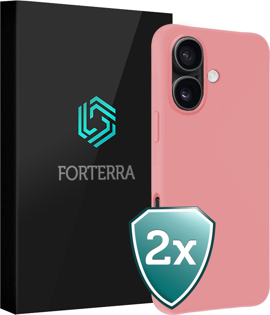 Hoesje 2 Stuks - Geschikt voor Apple iPhone 16 Plus - Sterk & Shockproof - Back Cover - Case Siliconen - Telefoon Hoes - Lichtroze