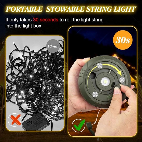 Tentverlichting 2000mAh Oplaadbare Draagbare Camping Lights- Led String Lights- Waterdichte Tuinverlichting- Verstelbare Verlichting- 20M Fairy Lights — afbeelding 5