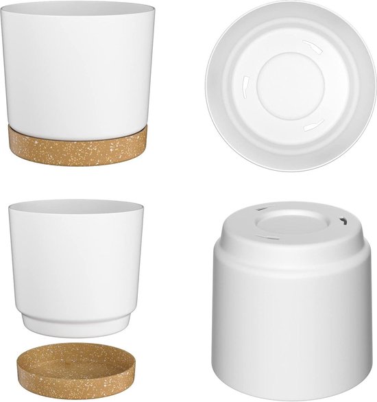 ZMTECH 30cm Plant Potten, Moderne Plantenbakken met Afvoergaten en Afneembare Schotel, Plastic Bloempotten voor Planten voor Huis Tuin Vensterbank (Groen, Set van 3