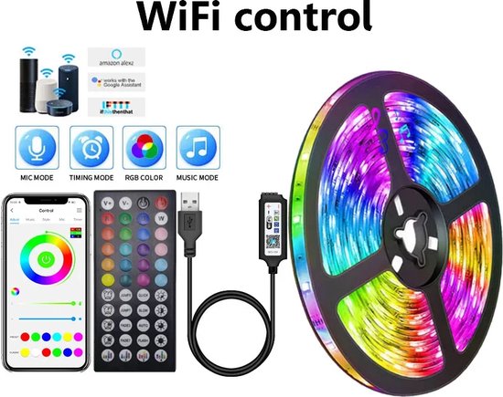 Led Timer Strip CMA RGB LED Strip - 30 Meter - Wifi Controller - Timer en Muziek Modus ...