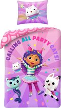 Halantex Beddengoed-set GABBY Het Poppenhuis - Gabby's Dollhouse Party TASTIC - dekbedovertrek 140 x 200 cm met kussensloop 70 x 90 cm - 100% microvezel meerkleurig