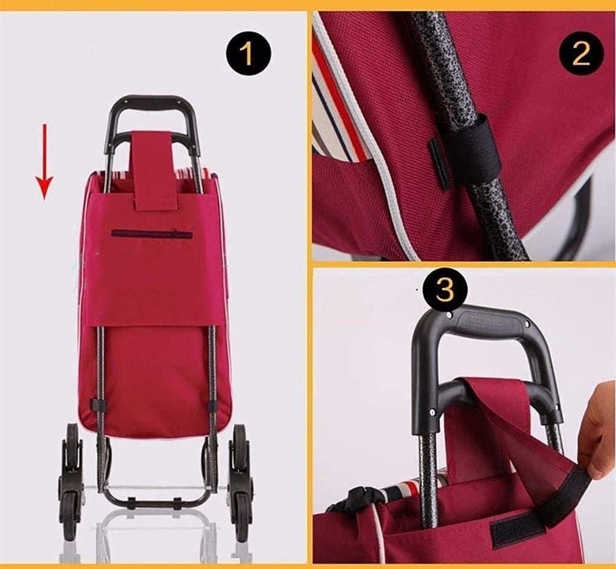 Opvouwbare waterdichte boodschappentas reservemand 40 liter - draagbaar en herbruikbaar - Oxford-stof - trolley - 32 x 20 x 56 cm