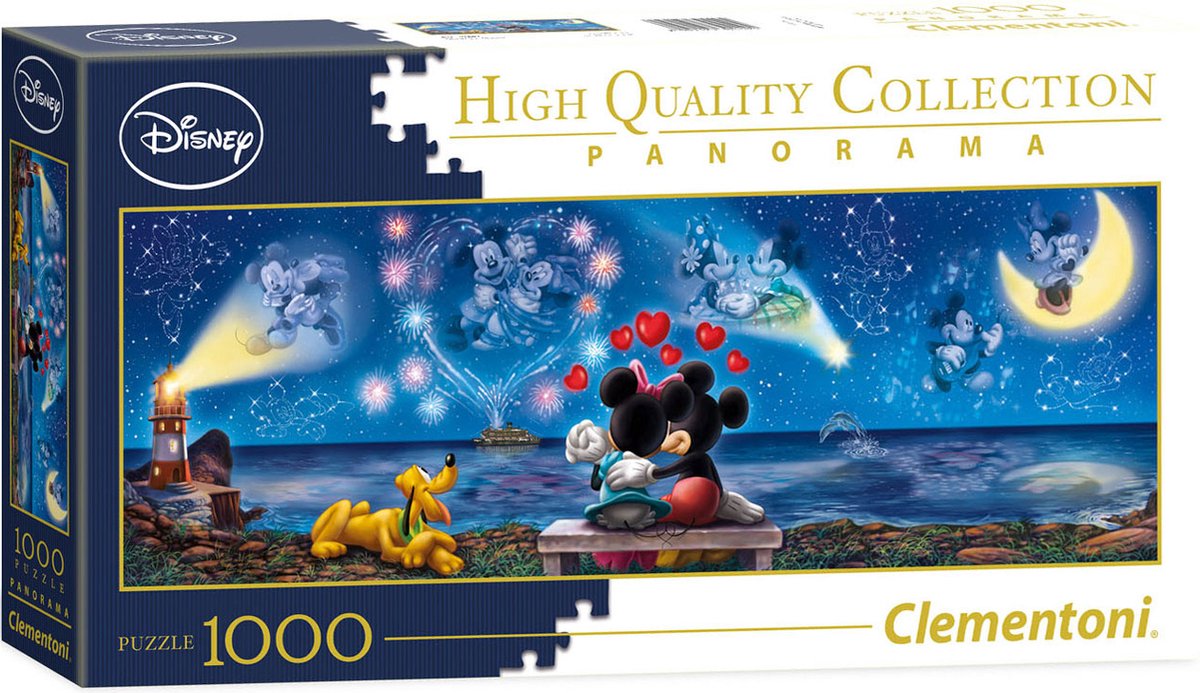 Clementoni - Panorama High Quality Collection puzzel - Mickey&Minnie - 1000 stukjes - Disney