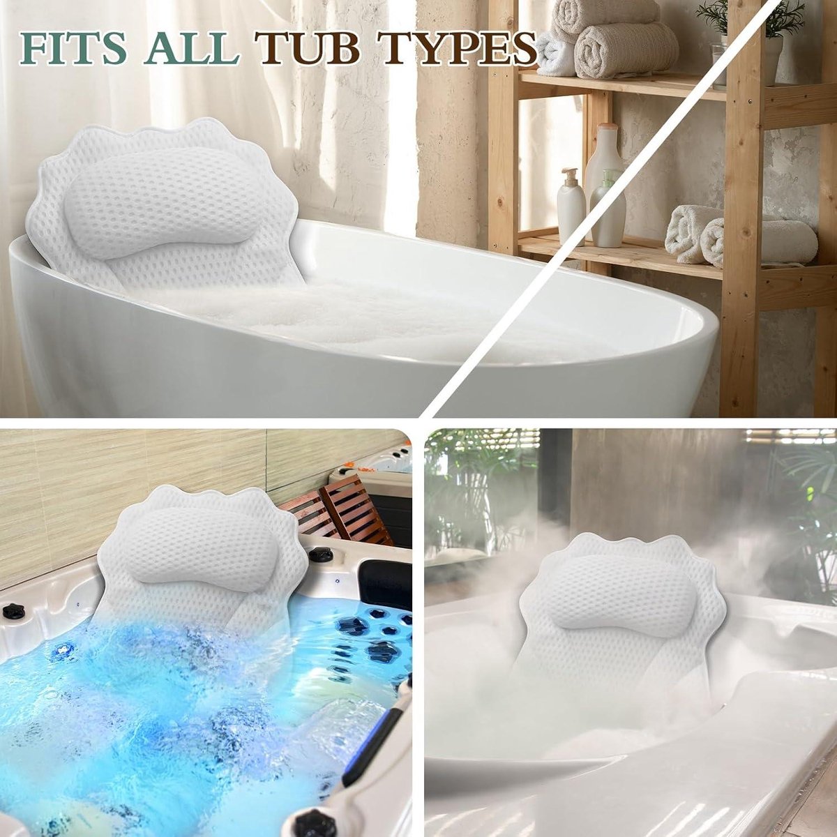 Coussin De Baignoire Pour Adultes - Tapis Ergonomique En Polyester, 40x93 Cm, Pour Relaxation Et Sécurité Dans Le Bain