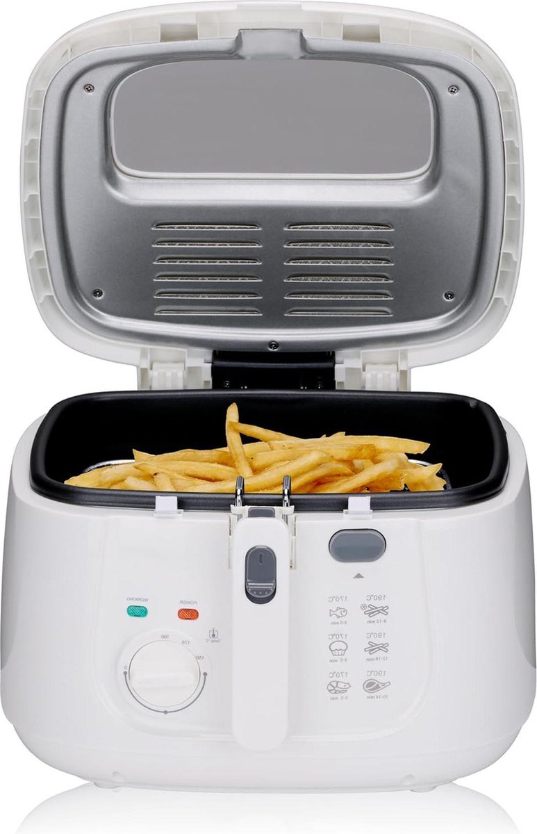 Friteuse 1800 watt 25 l alles 190 °C wit - krachtige frituurpan