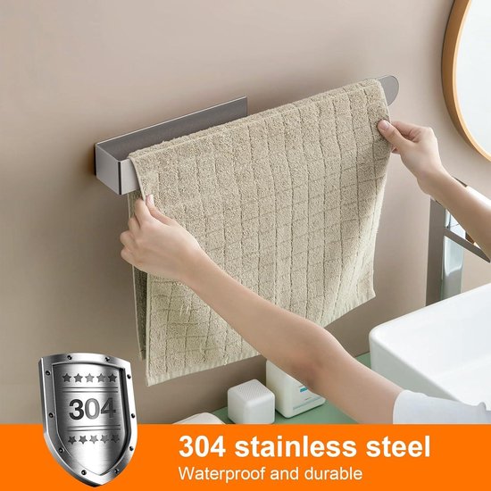 Handdoekrek Voor Aan De Muur - Handdoekhouder Roestvrij Staal - 36 Cm 10 Kg Draagvermogen Badhanddoekhouder Badkamer Handdoekhouder Incl Plakstrips