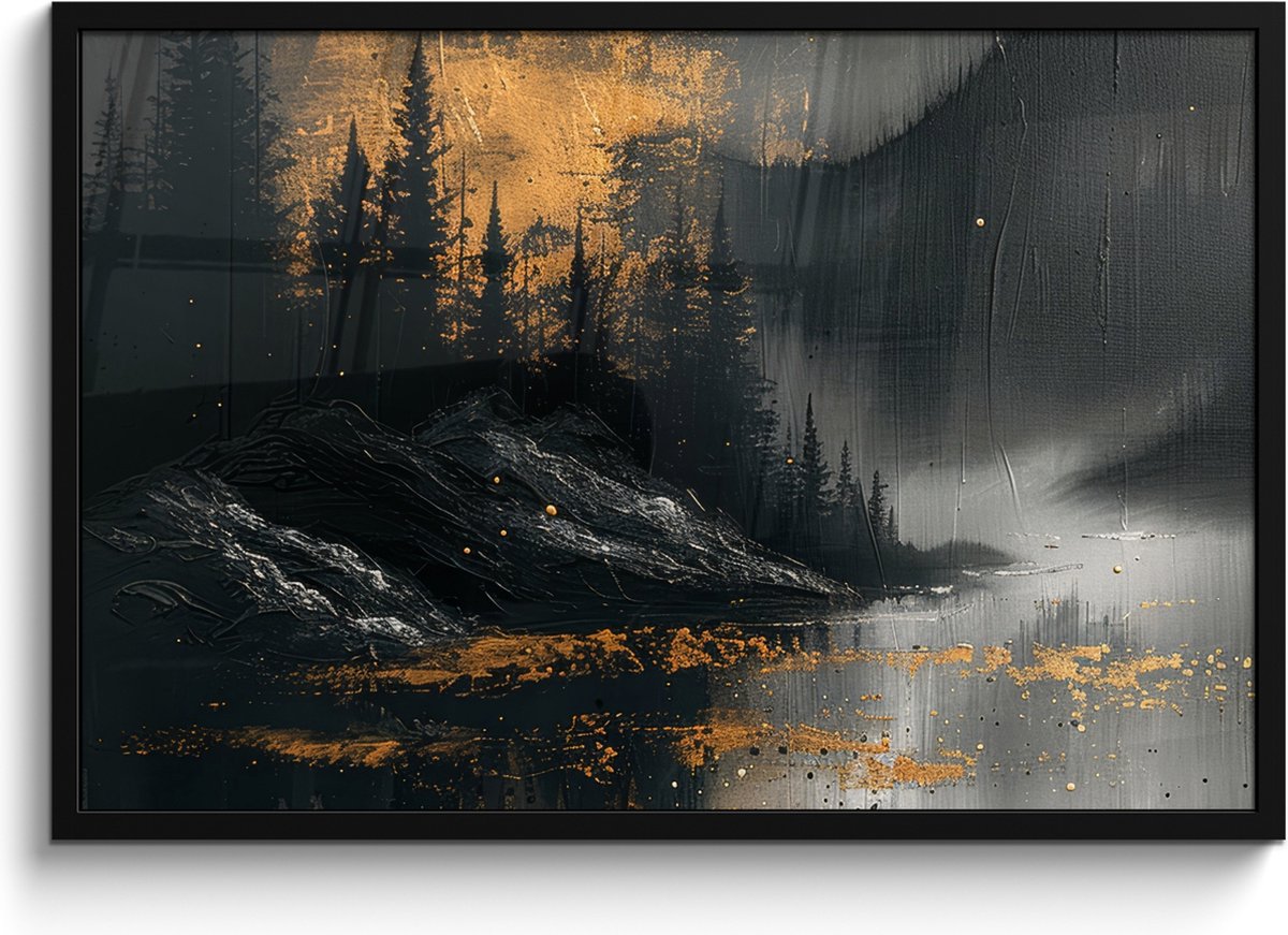 FrameYourWall Poster in lijst - Fotolijst 90x60 cm - Posters - Natuur - Abstract - Landschap - Modern - Posterlijst zwart - Decoratie - Wanddecoratie woonkamer - Muurdecoratie slaapkamer